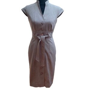 Calvin Klein grey button down belted dress
